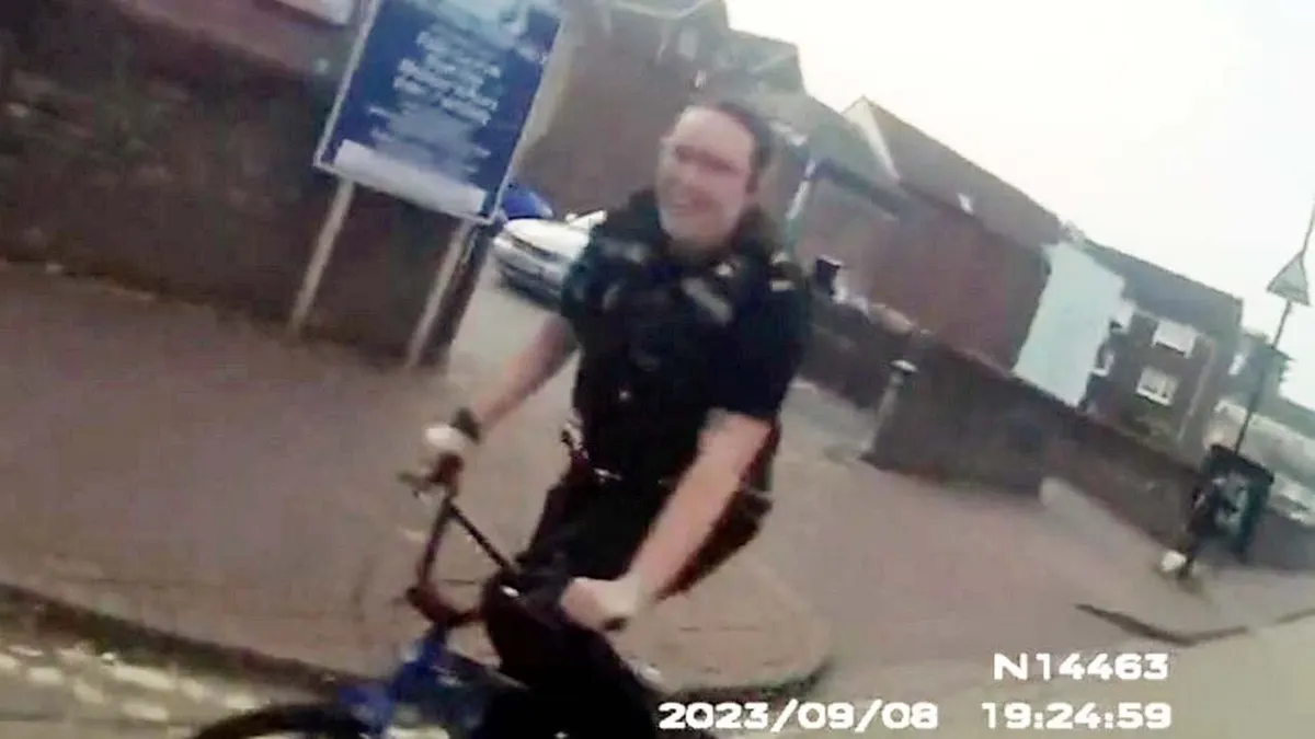 Police Officer Boy Bike Criminal